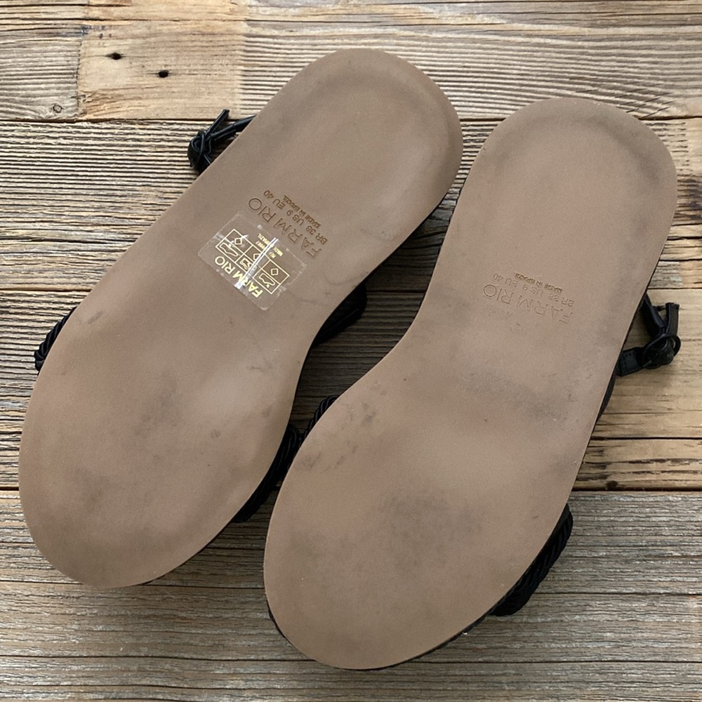FARM Rio Black Rope Strap Wedge Sandals - Picture 4 of 6